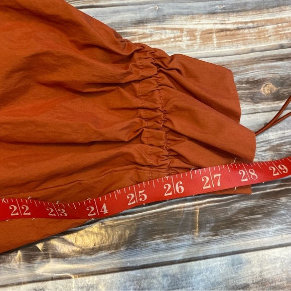 Drae Pleated High Waisted Cinch Ankle Baggy Nylon Cargo Pants Rust Orange Sz M - Picture 12 of 12